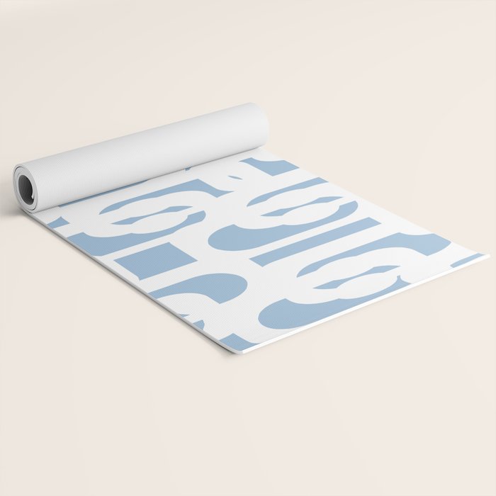 Mid Century Modern Baby Blue and White Abstract Loops Pattern Yoga Mat Gallery Image 2