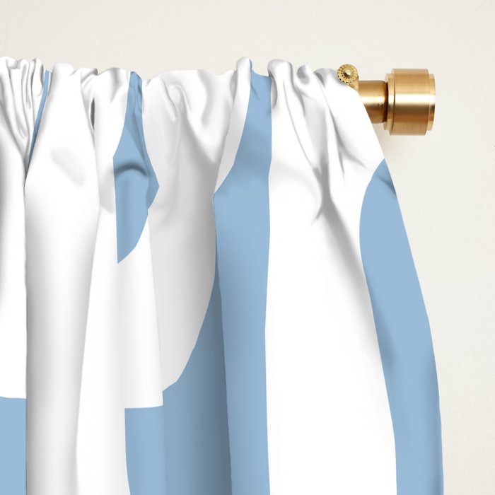 Mid Century Modern Baby Blue and White Abstract Loops Pattern Window Curtain Gallery Image 2