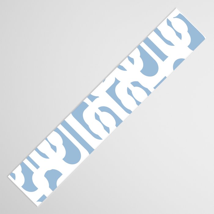 Mid Century Modern Baby Blue and White Abstract Loops Pattern Table Runner Gallery Image 3