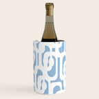 Mid Century Modern Baby Blue and White Abstract Loops Pattern Wine Chiller Gallery Image 2