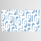 Mid Century Modern Baby Blue and White Abstract Loops Pattern Tablecloth Gallery Image 2