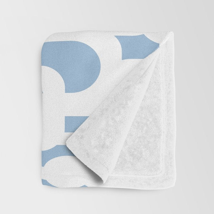 Mid Century Modern Baby Blue and White Abstract Loops Pattern Throw Blanket Gallery Image 3
