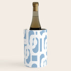 Mid Century Modern Baby Blue and White Abstract Loops Pattern Wine Chiller Gallery Image 3