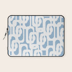 Mid Century Modern Baby Blue and White Abstract Loops Pattern Laptop Sleeve Gallery Image 1