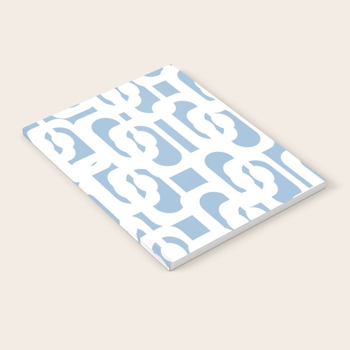 Mid Century Modern Baby Blue and White Abstract Loops Pattern Notebook Gallery Image 2