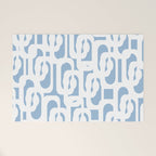 Mid Century Modern Baby Blue and White Abstract Loops Pattern Welcome Mat Gallery Image 1