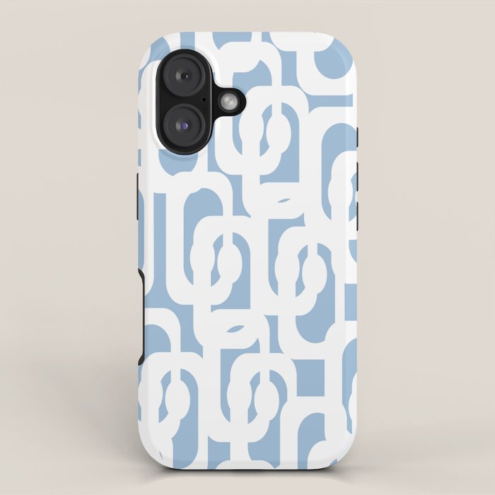 Mid Century Modern Baby Blue and White Abstract Loops Pattern iPhone Case Gallery Image 1