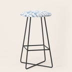 Mid Century Modern Baby Blue and White Abstract Loops Pattern Stool Gallery Image 1