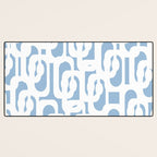Mid Century Modern Baby Blue and White Abstract Loops Pattern Desk Mat Gallery Image 3