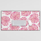 Watercolor Palm Leaves - Bright Pink Desk Mat Gallery Image 1