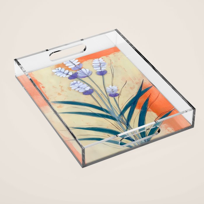 Minimal Lavender Floral Art Acrylic Tray Gallery Image 1