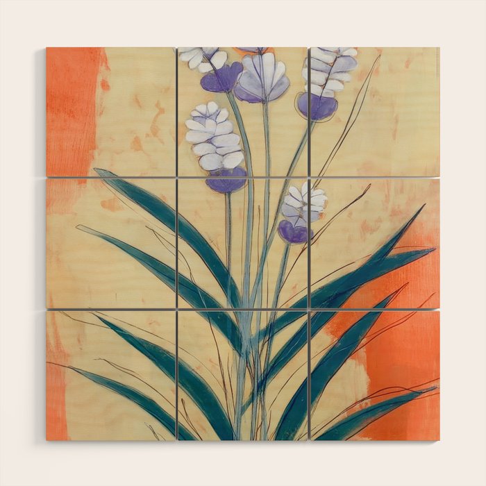 Minimal Lavender Floral Art Wood Wall Art Gallery Image 1