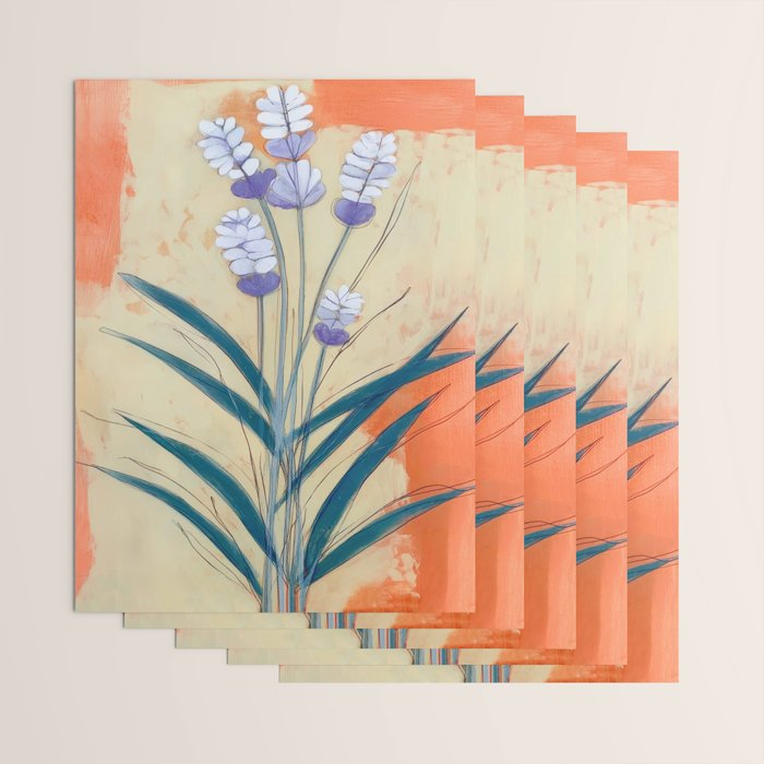 Minimal Lavender Floral Art Wrapping Paper Gallery Image 3