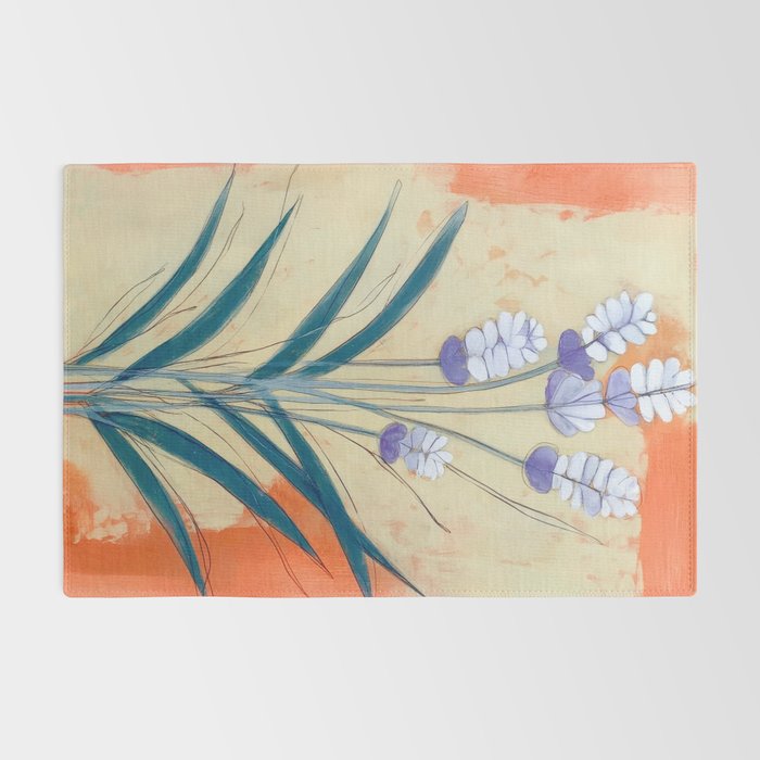 Minimal Lavender Floral Art Rug Gallery Image 2