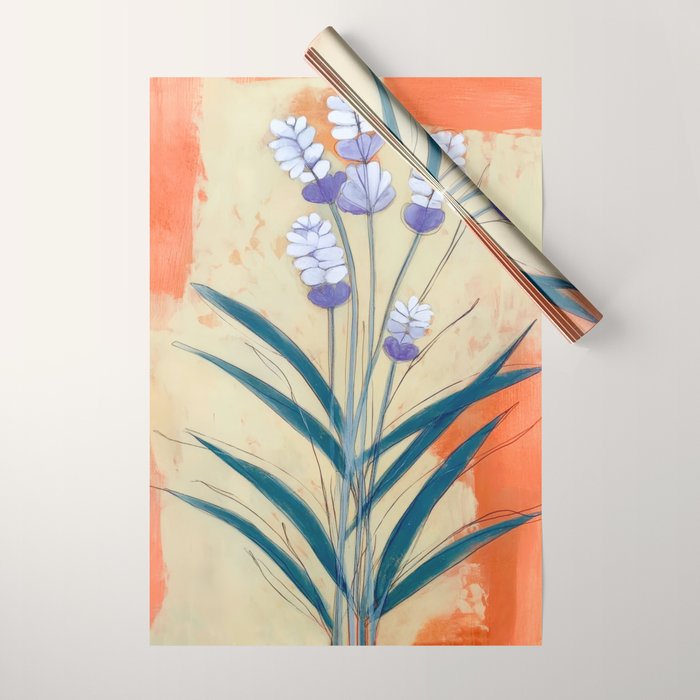 Minimal Lavender Floral Art Wrapping Paper Gallery Image 1