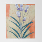 Minimal Lavender Floral Art Throw Blanket Gallery Image 2