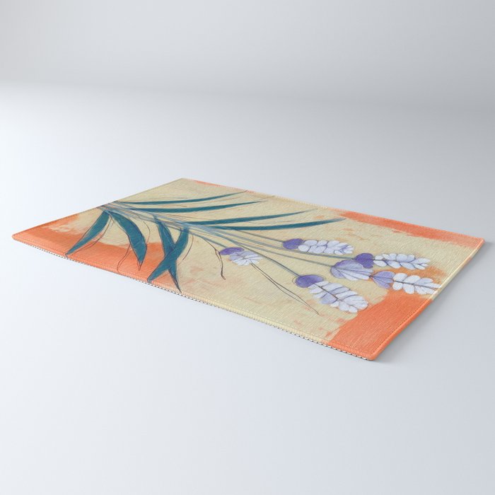 Minimal Lavender Floral Art Rug Gallery Image 3