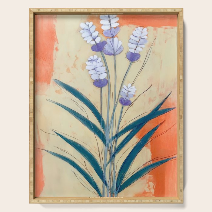 Minimal Lavender Floral Art Serving Tray Gallery Image 1