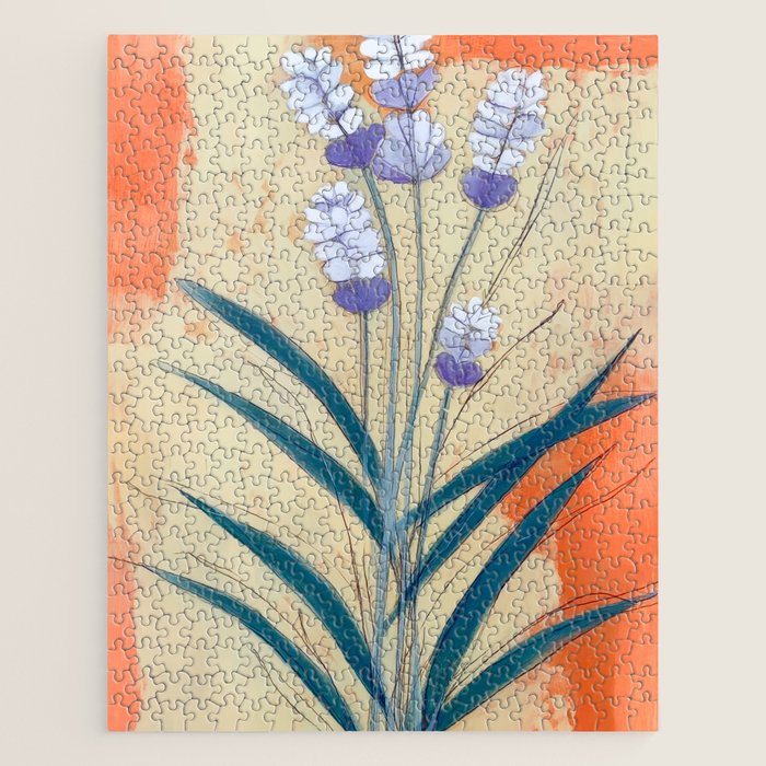 Minimal Lavender Floral Art Jigsaw Puzzle Gallery Image 1