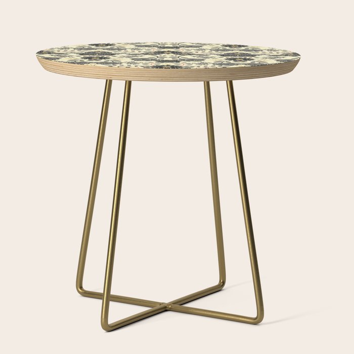 Gray, Black, Cream, Yellow & Red Sophisticated Floral Pattern Side Table Gallery Image 1
