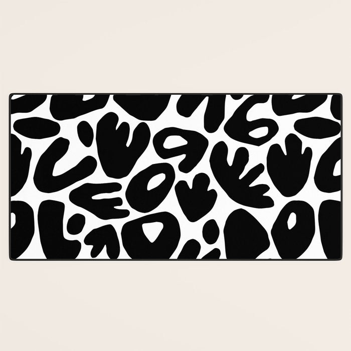 Abstract black and white organic nature art pattern Desk Mat Gallery Image 3