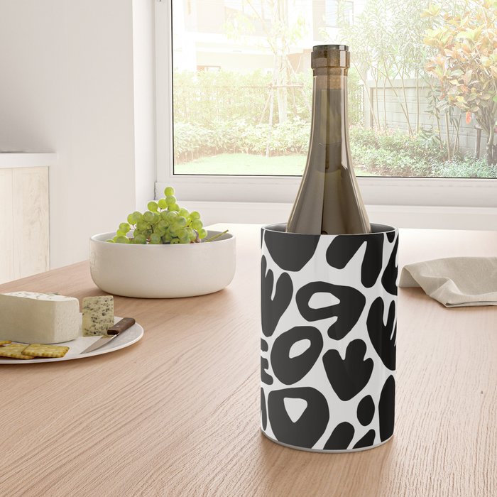 Abstract black and white organic nature art pattern Wine Chiller Gallery Image 4