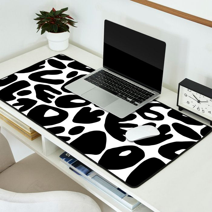 Abstract black and white organic nature art pattern Desk Mat Gallery Image 2