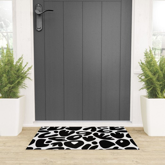 Abstract black and white organic nature art pattern Welcome Mat Gallery Image 3