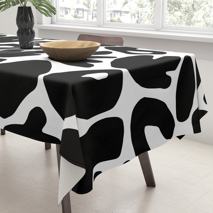 Abstract black and white organic nature art pattern Tablecloth Gallery Image 3