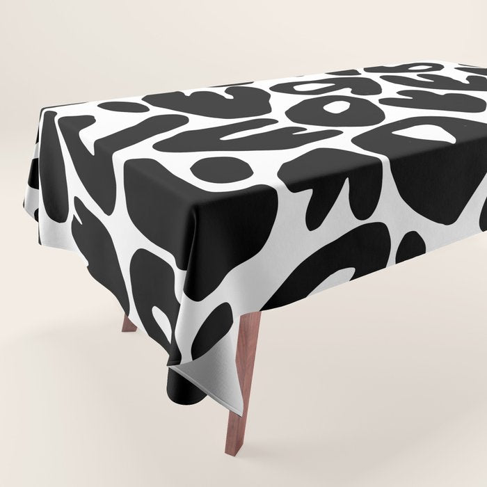Abstract black and white organic nature art pattern Tablecloth Gallery Image 1