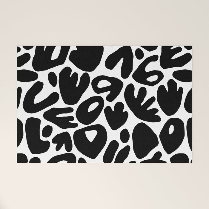 Abstract black and white organic nature art pattern Welcome Mat Gallery Image 1