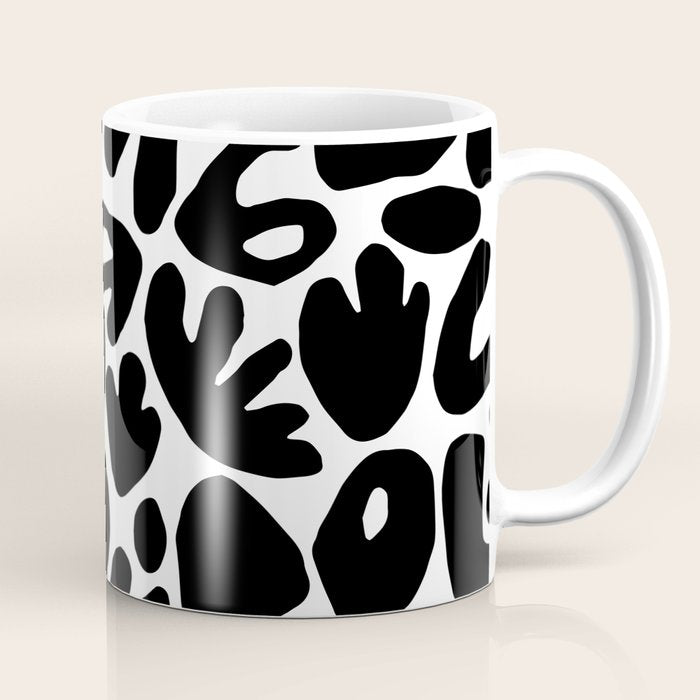 Abstract black and white organic nature art pattern Coffee Mug Gallery Image 1