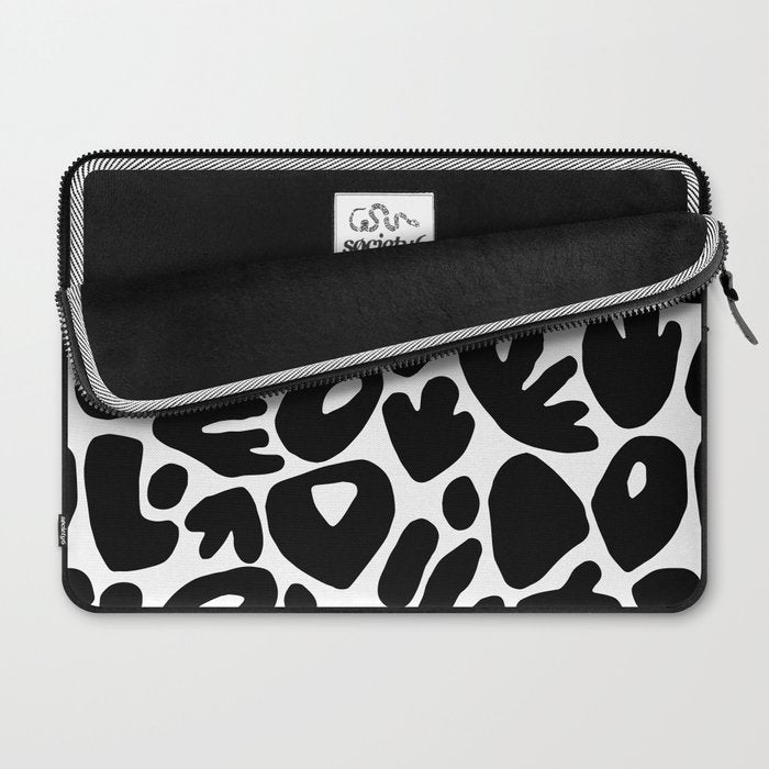 Abstract black and white organic nature art pattern Laptop Sleeve Gallery Image 2