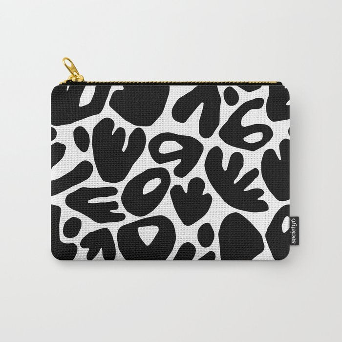 Abstract black and white organic nature art pattern Carry All Pouch Gallery Image 1