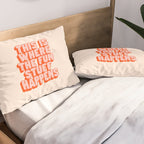 This is Where the Fun Stuff Happens typography print in peach and red Pillow Sham Gallery Image 2
