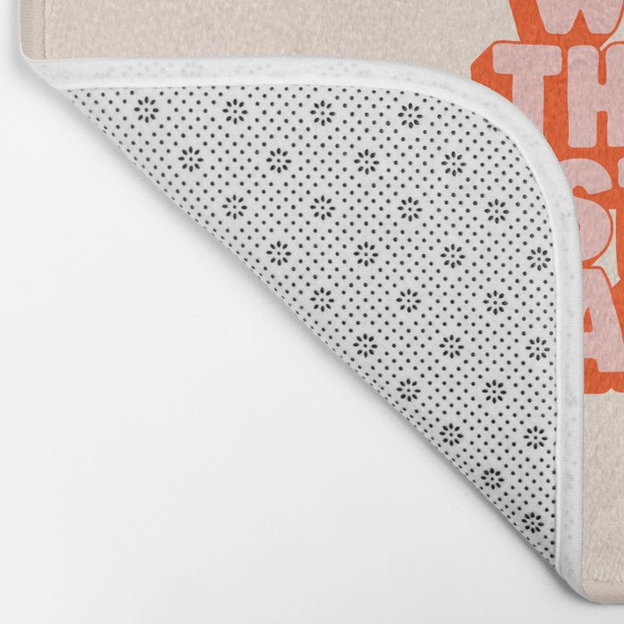 This is Where the Fun Stuff Happens typography print in peach and red Bath Mat Gallery Image 2