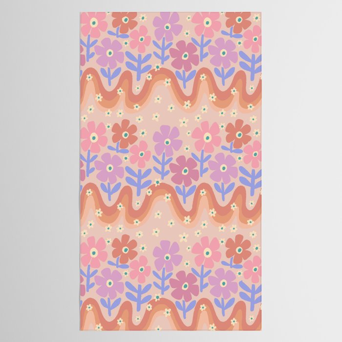 70s Retro Floral vibe Tablecloth Gallery Image 2
