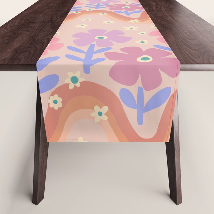 70s Retro Floral vibe Table Runner Gallery Image 1