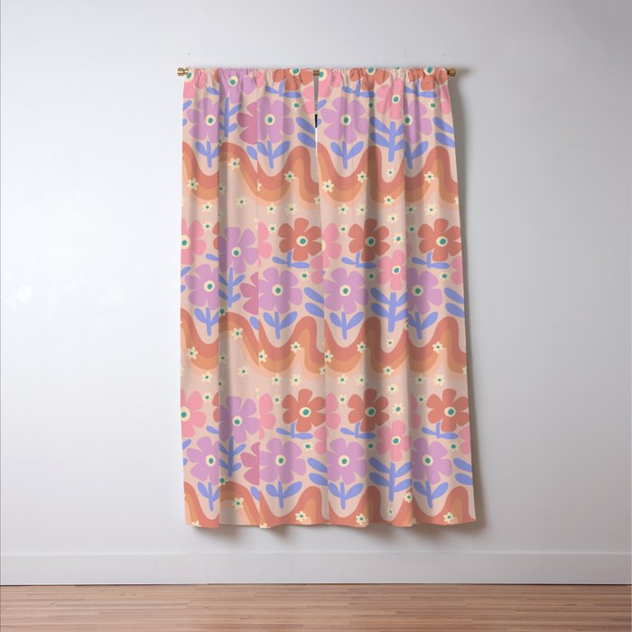 70s Retro Floral vibe Window Curtain Gallery Image 3
