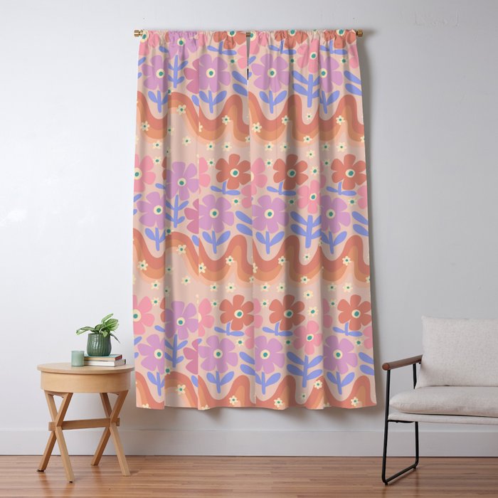 70s Retro Floral vibe Window Curtain Gallery Image 5