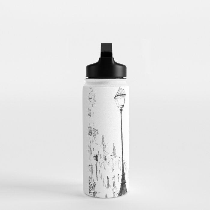 Sketch of a Street in Paris Water Bottle Gallery Image 3