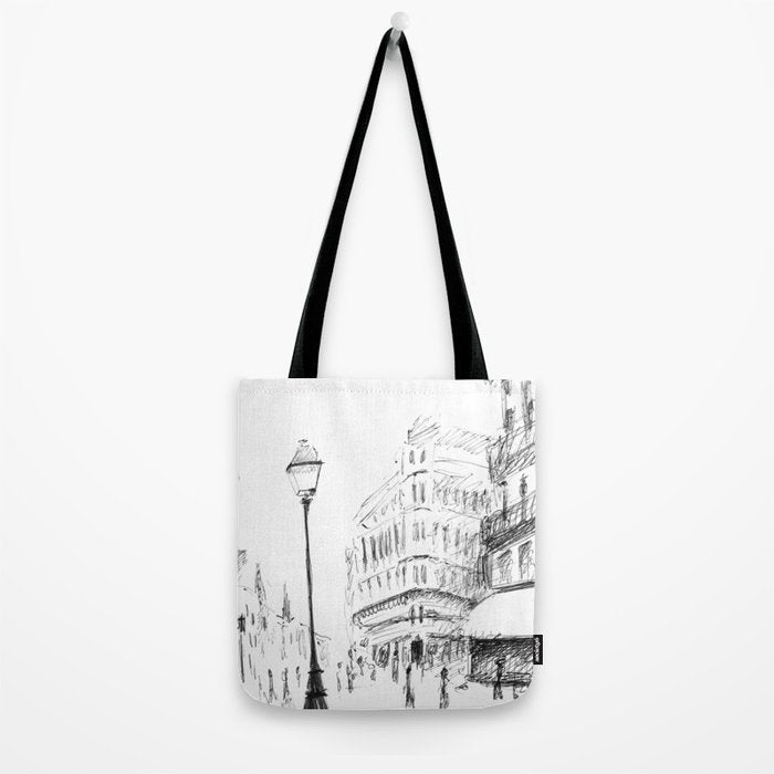 Sketch of a Street in Paris Tote Bag Gallery Image 2