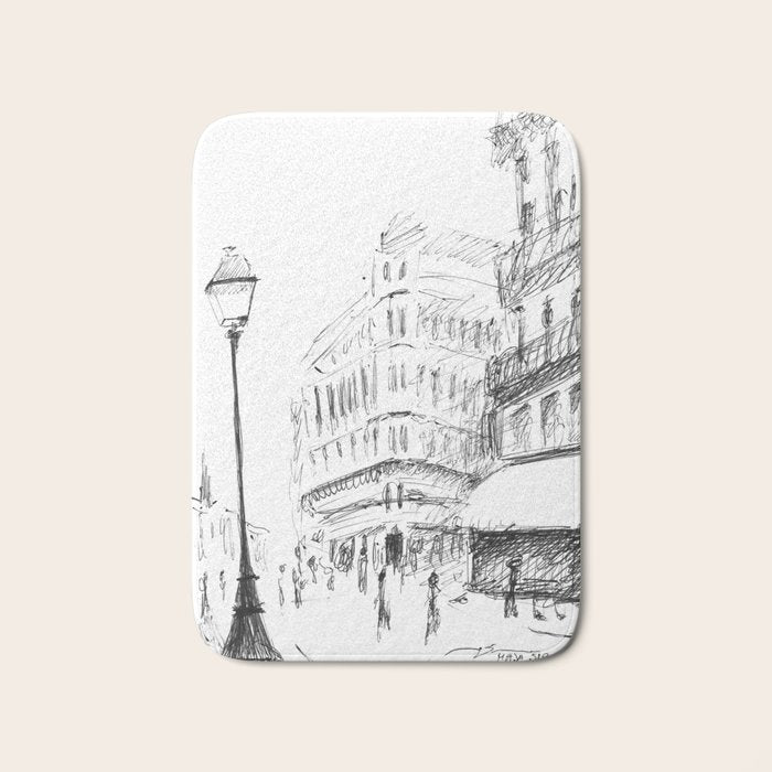 Sketch of a Street in Paris Bath Mat Gallery Image 1