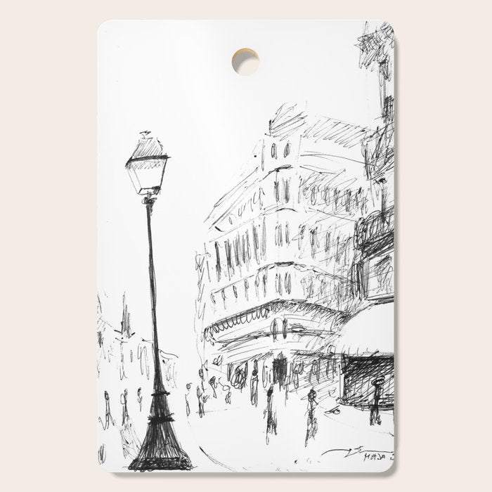 Sketch of a Street in Paris Cutting Board Gallery Image 1