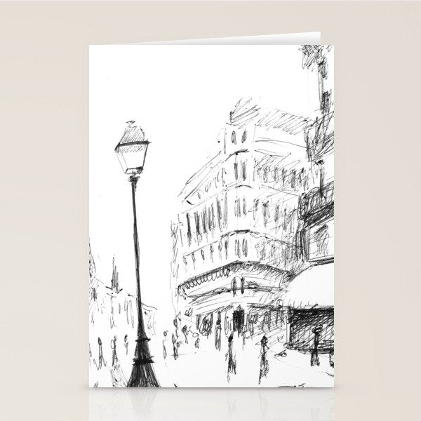 Sketch of a Street in Paris Stationery Card Gallery Image 1