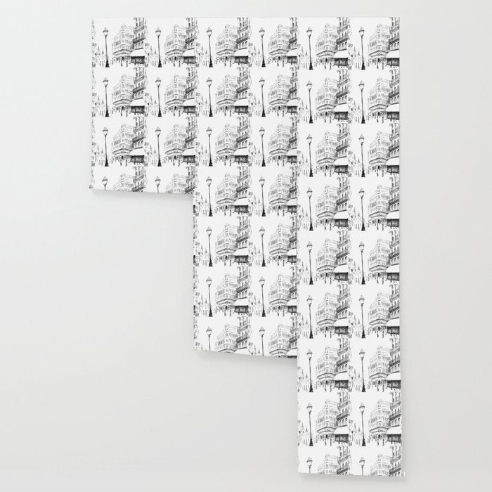 Sketch of a Street in Paris Wallpaper Gallery Image 3