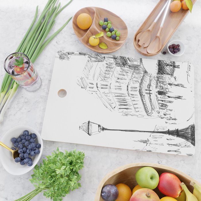 Sketch of a Street in Paris Cutting Board Gallery Image 2