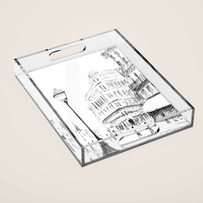 Sketch of a Street in Paris Acrylic Tray