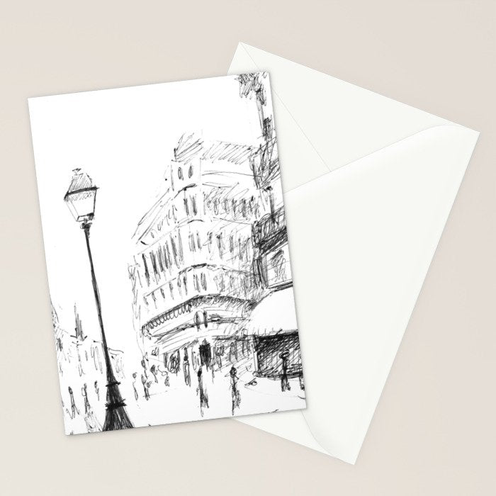 Sketch of a Street in Paris Stationery Card Gallery Image 2