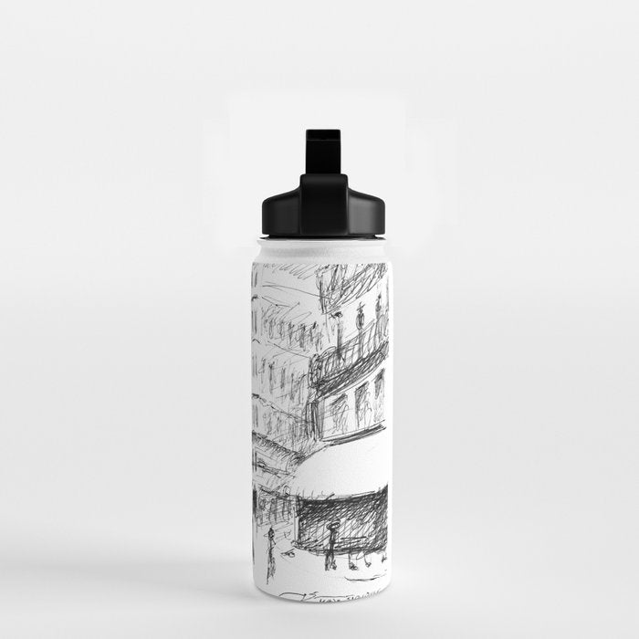 Sketch of a Street in Paris Water Bottle Gallery Image 2